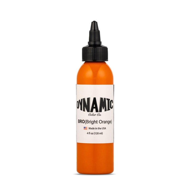 Dynamic Color Co Bright Orange Tattoo Ink: Vibrant, Sterilized, Vegan & USA-Made Since 1990 – Trusted by Artists Worldwide (4oz Bottle)