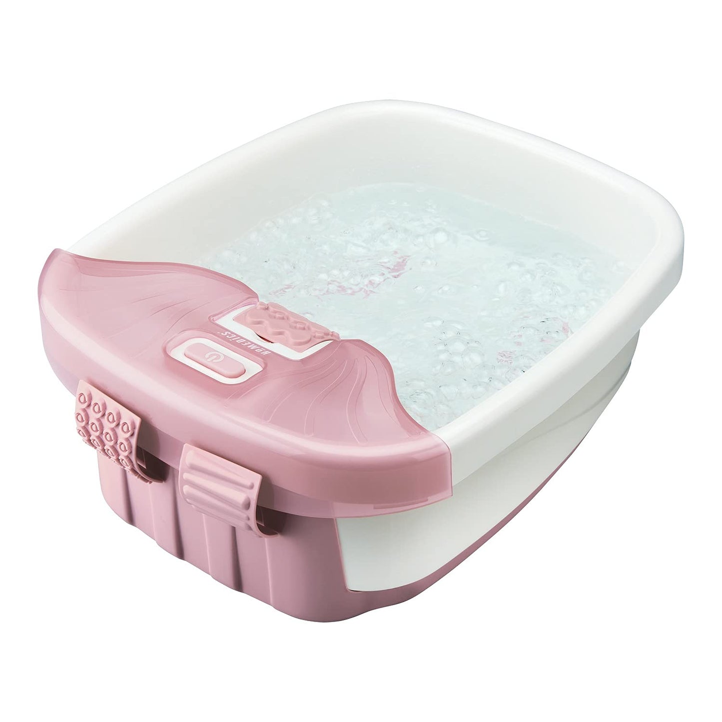 Homedics Bubble Bliss Deluxe-Foot Spa, Heat Maintenance, Raised Nodes, 3 Attachements, Pink