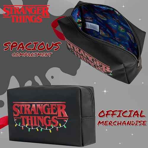 Stranger Things Wash Bag for Women Men Teenagers Makeup Bag Travel Toiletry Bag Gym Holiday Grooming - Gifts for Her (Black/Red)