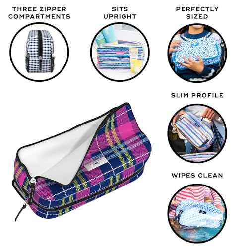 SCOUT 3-Way Toiletry Bag - Travel Makeup Pouch for Women with Three Zipper Compartments - Stands Upright, Wipes Clean