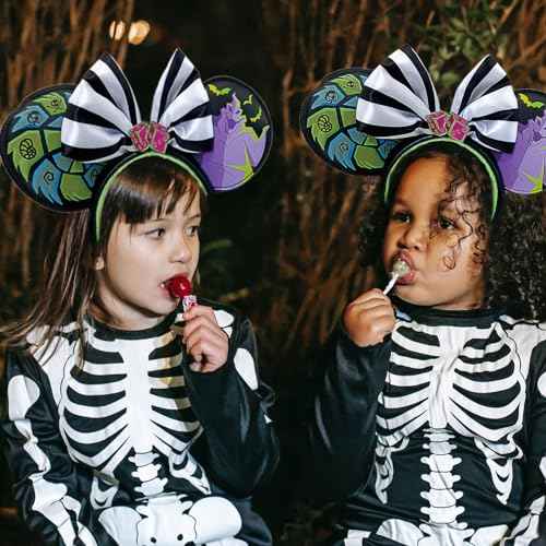 Mouse Ear Headbands with Bow, Ghost Hair Band Hearwear Halloween Christmas Birthday Party Decoration Cosplay Costume Gifts for Women Girl