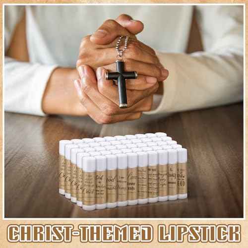 50 Pack Christian Religious Gifts Bulk Lip Balms for Women Men Religious Church Party Favors Bulk Bible Verse Lip Balm with Scripture Inspirational Gifts for Coworkers Staff Employee