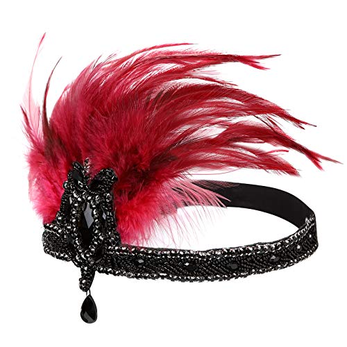Roaring Art Deco 1920s Flapper Feather Headpiece Roaring 20s Great Gatsby Headband for Women 1920s Headwear