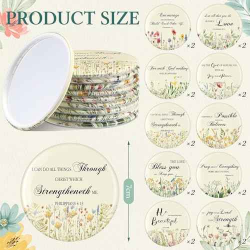Abbylike 40 Pcs Christian Gift for Women Include 20 Bible Verse Makeup Bags 20 Christian Compact Mirrors Inspirational Religious Scripture Gift for Mom Sister Birthday Christmas(Elegant Style)