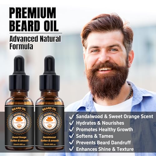 XIKEZAN Beard Kit for Mens Care Shaving & Grooming Sets w/Conditioner, Wash, Oil, Balm, Brush,Birthday Fathers Valentines Gifts for Men Him Dad Husband Boyfriend Christmas Gifts Mens Stocking Stuffers