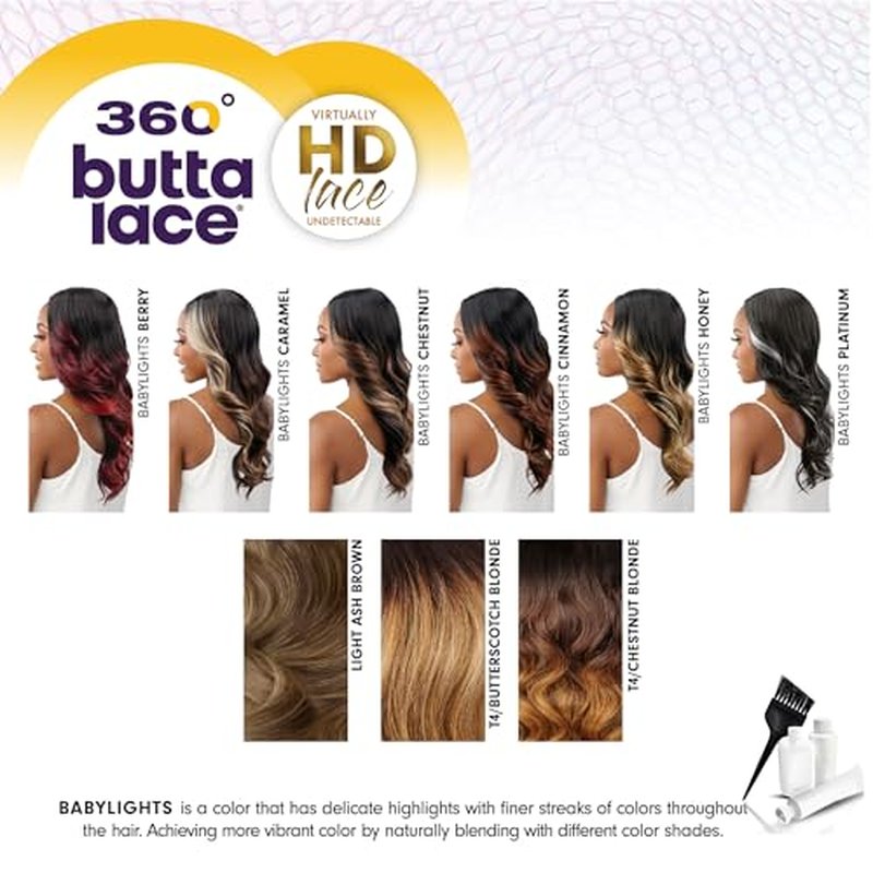 Sensationnel Butta 360 Lace Wigs - Unit 2 Wider Parting 360 Degree Lace Glueless Synthetic Preplucked Hairline (BABYLIGHTSHONEY)