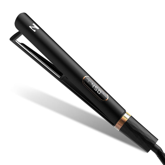Nicebay Flat Iron Hair Straightener, 1 Inch Titanium Hair Straightener & Curler, Fast Heating,5 Temp Settings, Negative Ion Technology,Travel-Friendly, Smooth Salon Design