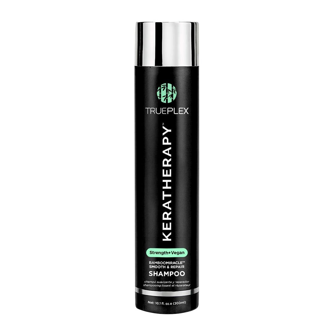 Trueplex KERATHERAPY Bamboo Miracle Smooth & Repair Shampoo, 10.1 oz., 300 ml - Vegan Cleansing Formula for Damaged & Frizzy Hair - Hydrating & Smoothing with Grape Seed, Baobab, & Bamboo Extract