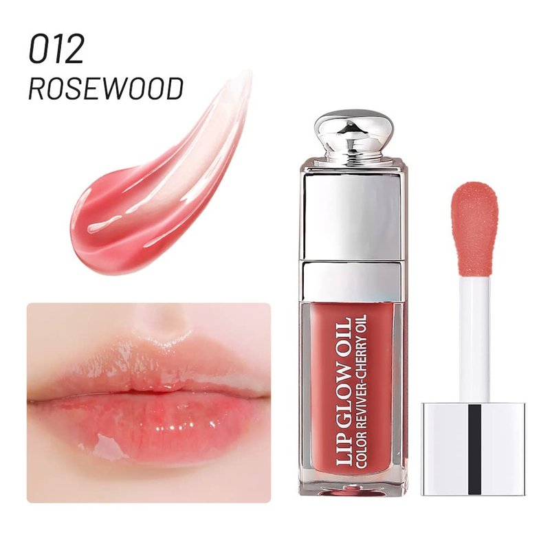 Hydrating Lip Glow Oil - Nourishing Tinted Lip Oil Gloss for Smooth Lips | Rosewood 0.2 OZ