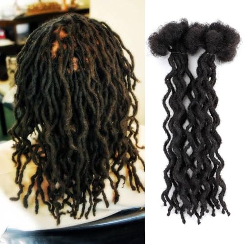 6'' 30-Strand Dreadlocks Made from 100% Human Hair, Small 0.4cm Micro Loc Extensions, Afro Kinky Texture for Men and Women with Natural Hair