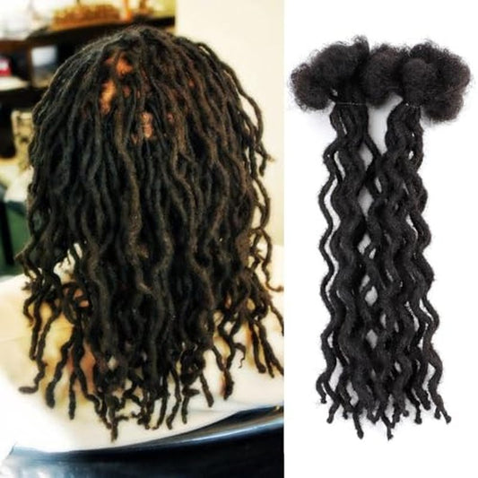 6'' 30-Strand Dreadlocks Made from 100% Human Hair, Small 0.4cm Micro Loc Extensions, Afro Kinky Texture for Men and Women with Natural Hair