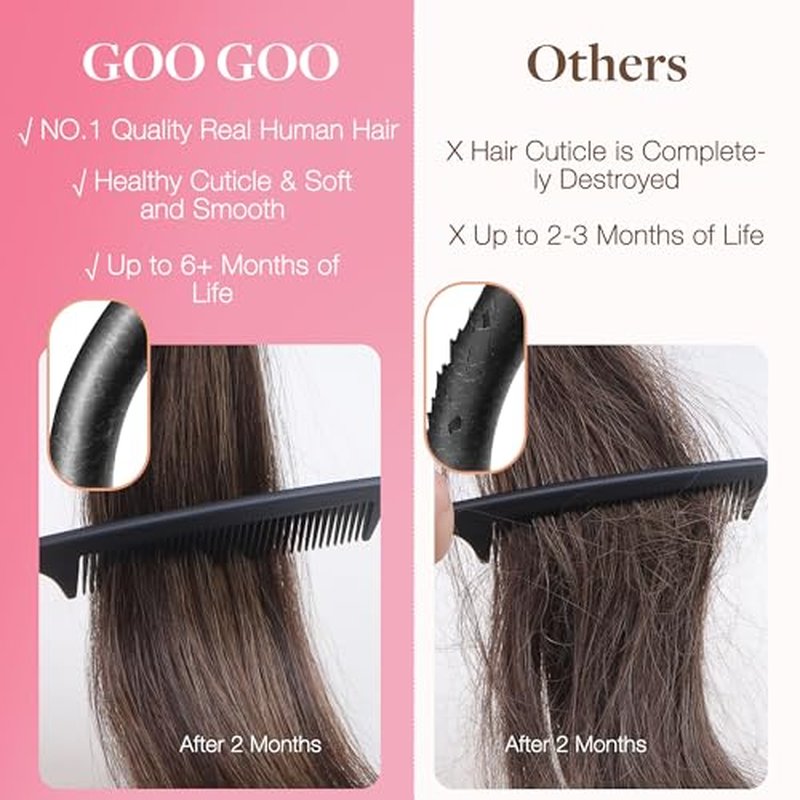 GOO GOO GOOGOO I Tip Hair Extensions Human Hair 50g 100 Strands Natural Looking Itip Extensions Dark Brown 16inch