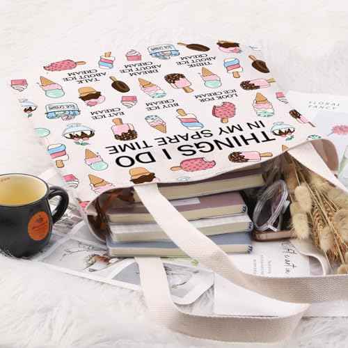 G2TUP Popsicle Lover Gift My Spare Time Ice Cream Tote Bag Soft ServeHandbag Foodie Gelato Lover Funny Dessert Lover Gift