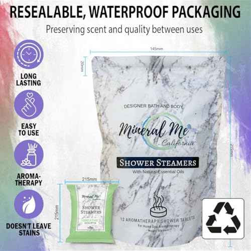 Shower Steamers Aromatherapy - 12pc Shower Bombs Vapor Tablets w/Organic Essential Oils for Vaporizing Steam Spa, Bath Bombs Tablets, Stocking Stuffers, Selfcare & Christmas Gifts for Women, Men