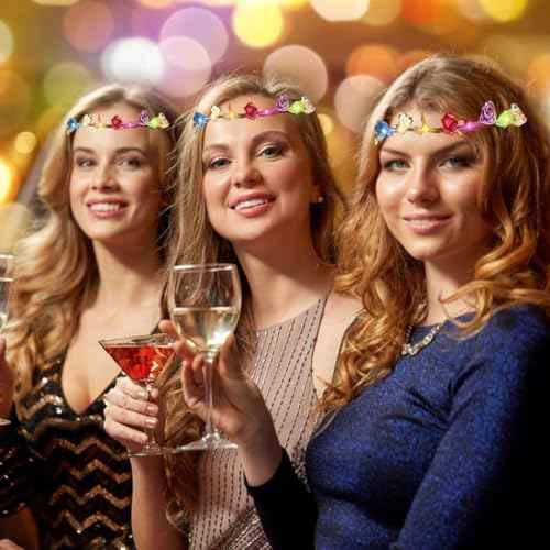 Light Up Flower Crown Headband, Glow in the Dark - for Parties, Weddings, Cosplay Events, and Festive Occasions