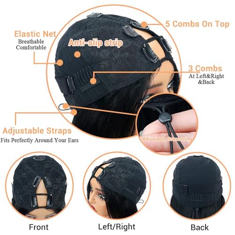 V Part Human Hair Wig Body Wave V Part Wig Human Hair for Black Women 14 Inch Glueless Wigs Clip Upgrade Natural Beginner Friendly Middle Part 200% Density