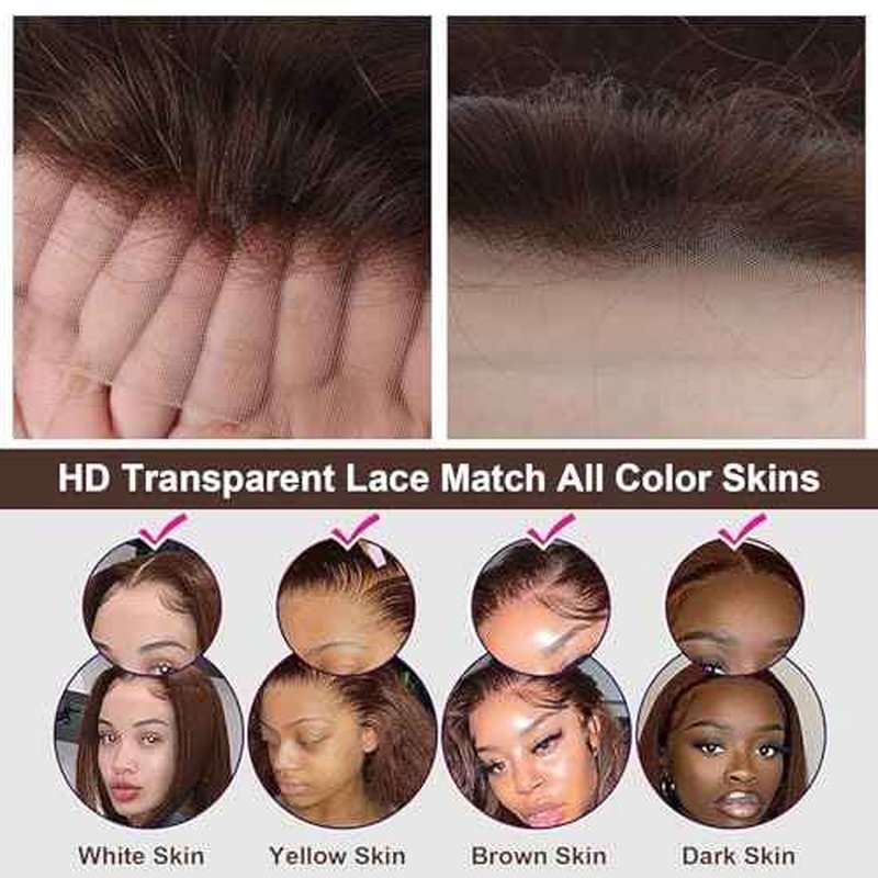 30 Inch Chocolate Brown Lace Front Wig 200% Density 13x4 Straight Full Frontal Wigs Human Hair Pre Plucked with Baby Hair 12A Grade Glueless Chocolate Brown Wig for Women