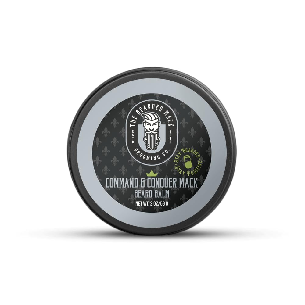 The Bearded Mack Beard Balm - Icy Mack - Eucalyptus, Peppermint, & Tea Tree - Ultra Nourishing Beard Conditioning and Styling - Firm Hold - 2oz