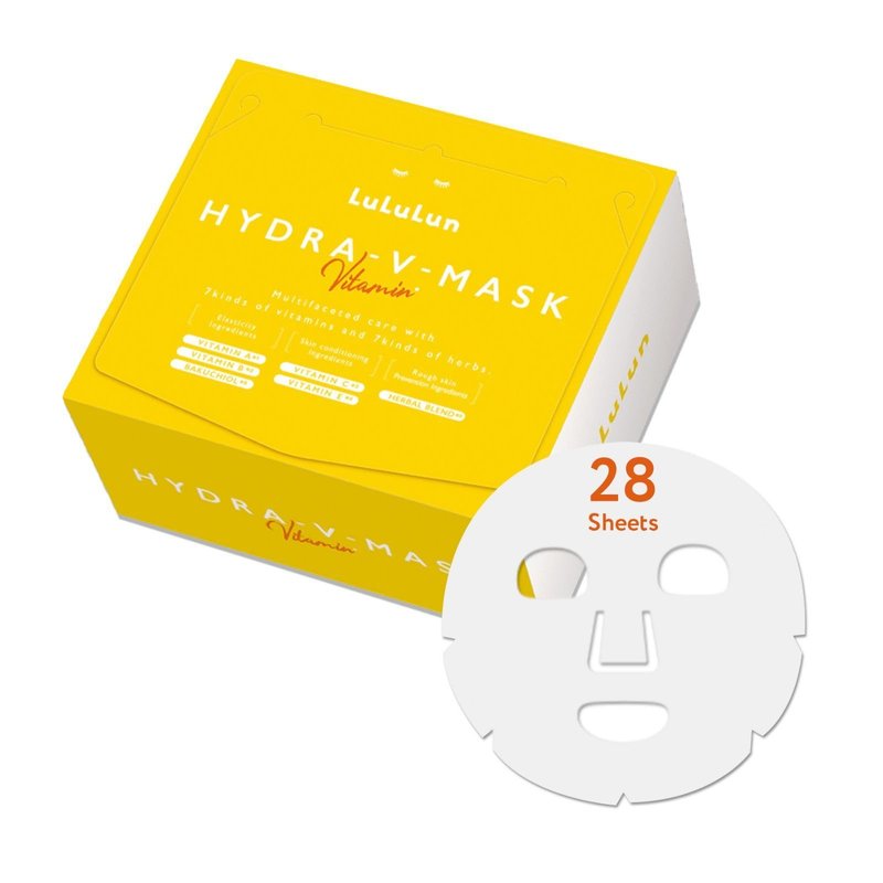 Lululun Vitamin C Face Mask for Women & Men with 7 Herbs & 7 Vitamins, Hydrating Sheet Mask for Face Pore Firming & Clear Skin, Daily Face Masks Skincare, Japanese Face Mask Sheets HYDRA V 28EA