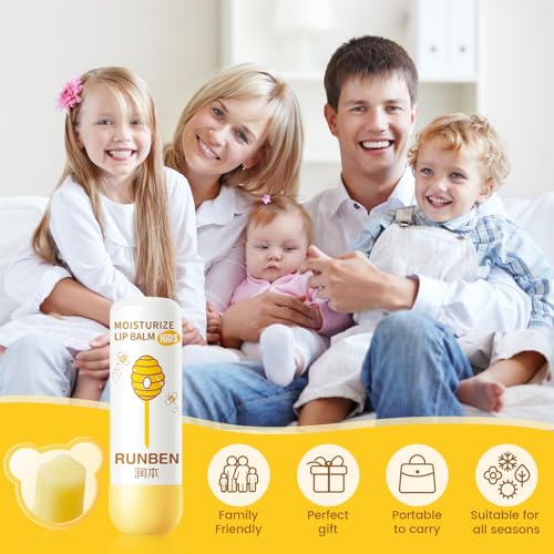 RUNBEN Kids Lip Balm Moisturizing Baby Lip Balm Gentle & Safe Lip Care for Toddler Chapped Lips, Birthday Christmas Gift for Family (0.14 oz)