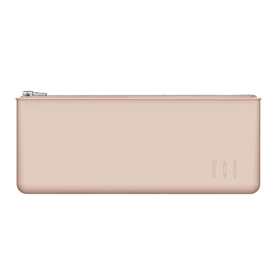 FERYES Silicone Makeup Brush Bag – Elegant Cosmetic Brushes Pouch Bag with YKK Zipper, Travel Makeup Tools Organizer Bag -Light Brown