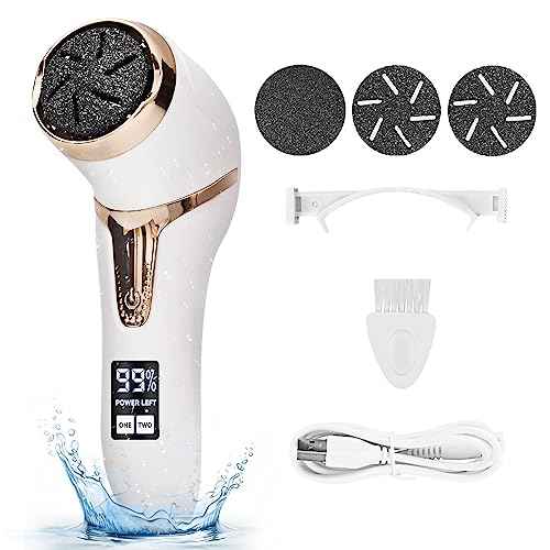Electric Callus Remover for Feet with Vacuum, Premium Portable Pedicure Tools Rechargeable Waterproof 2 Speed Foot File Scrubber Callus Remover Tool Foot Care kit £¨White£©