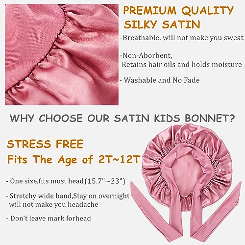2 PCS Kids Bonnets for Girls,Silk Bonnet for Kid Sleeping,Toddler Bonnet for Curly Hair