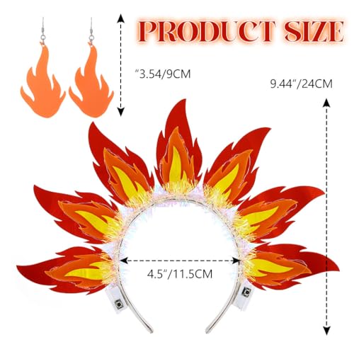 Sixexey Light Up Headbands Flame Headband Set LED Fire Headpiece Sun Flame Hair Accessories for Women