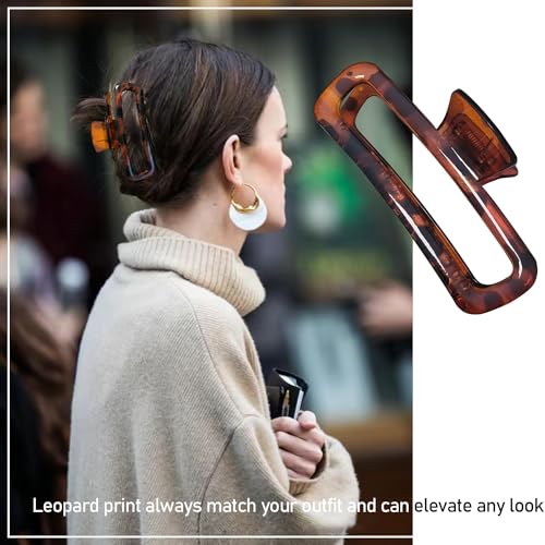 Hair Claw Clips 5 Inch XL Unbreakable Glossy Rectangle Square Extra Large Tight Strong Clip Neutral Colors for Thick Curly Long Hair Women - 2 Pack