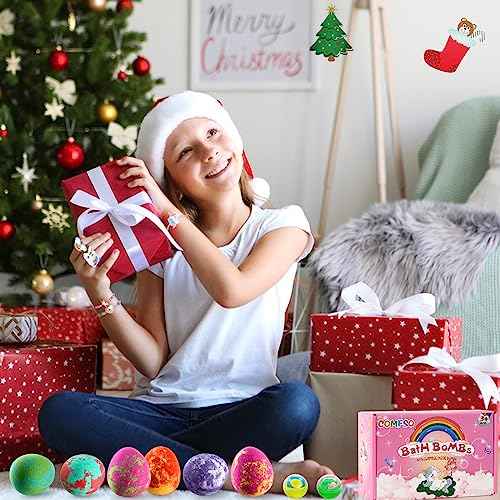 Bath Bombs for Kids with Surprise Inside- Dino Egg Bath Bombs for Girls, 6 Pcs Bubble Bath Bomb, Dinosaur Bathbombs Gift Set, Unicorn Jewelry for Girls, Birthday Gifts