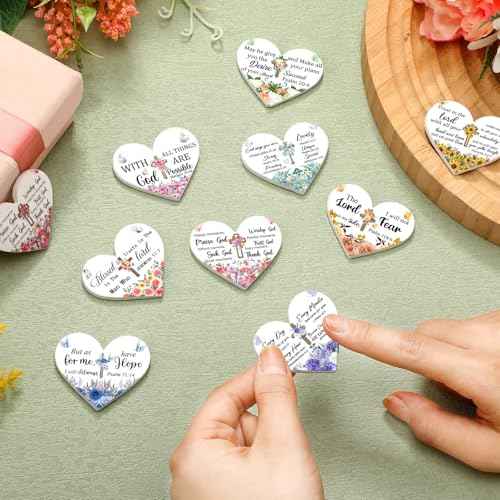 Lothee 80 Pcs Christian Gifts Bulk for Women School Teacher Nail File Christmas Church Bible Verse Emery Board Inspirational Double Sided Religious Manicure Tool for Wedding Birthday Party(Heart)