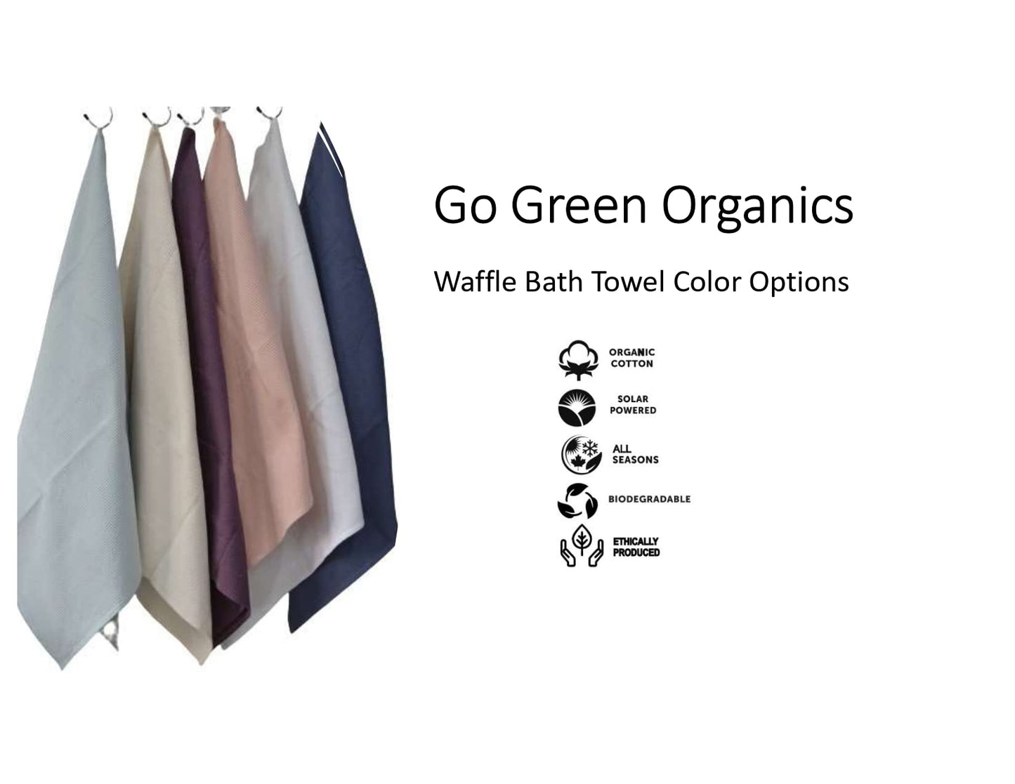 GO GREEN ORGANICS, Waffle Bath Towel Pack of 2, 30.5x58 INCHES, Natural Organic Cotton, GOTS Certified (Pearl Blush) Super ABSORBANT & Quick Dry, NO SOFTENERS, Environment Friendly
