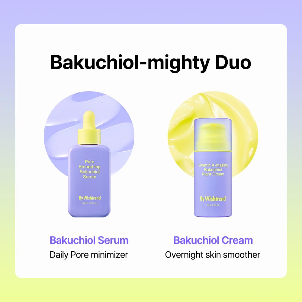 BY WISHTREND Bakuchiol Mighty Duo | Vitamin Amazing Bakuchiol Night Cream 30mL & Pore Smoothing Bakuchiol Serum 30mL