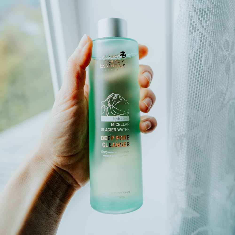 Alaska Glacial Micellar Glacier Water Cleanser for Sensitive, Acne-Prone & Oily Skin | Removes Makeup & Sebum, Detoxifies Pores, Hydrates | Fragrance-Free – 150ml