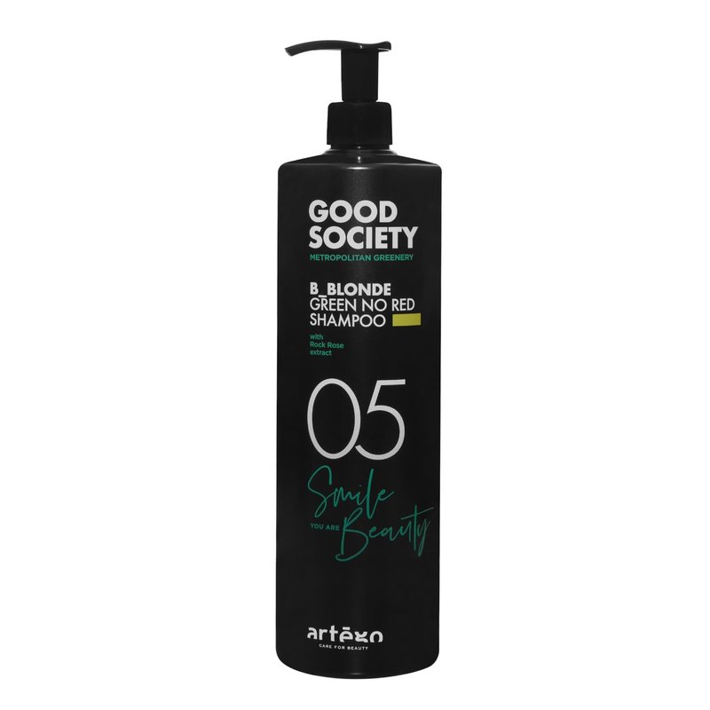 Artègo Good Society B_Blonde Green No Red Shampoo – Tone Neutralizing Shampoo for Blonde, Brunette, Bleached & White Hair (33.8 oz)