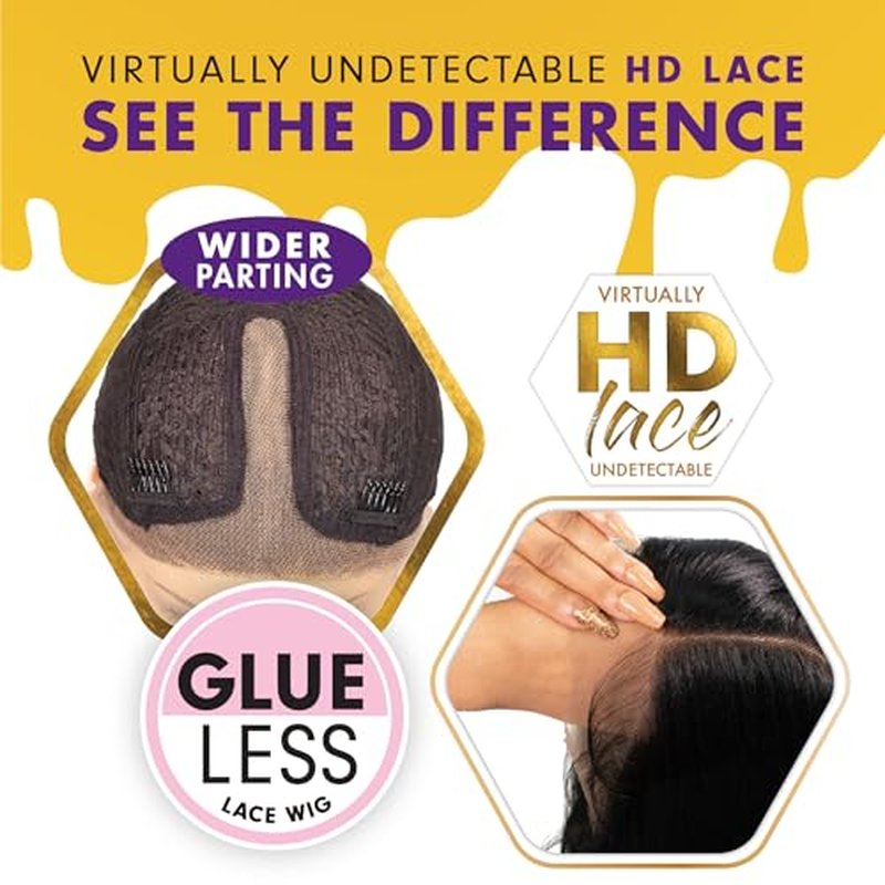 Sensationnel Butta Lace Wigs - Unit 8 Extra Wide 5 Inch Deep Parting Synthetic Preplucked Hairline Glueless Lacefront (1B OFFBLACK)