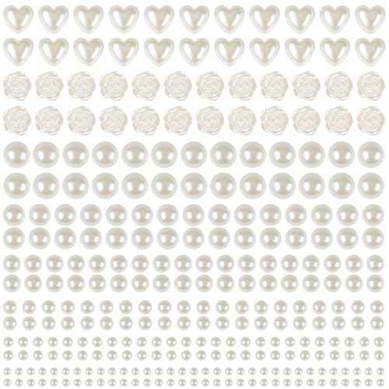 4366 PCS Self Adhesive Pearl Stickers£¬Pearl Stickers for Crafts Kids£¬Assorted Sizes & Shape Stick on Pearls for Hair, Face, Makeup, Eye 3mm/4mm/5mm/6mm/8mm/10mm/Rose/Heart Shape