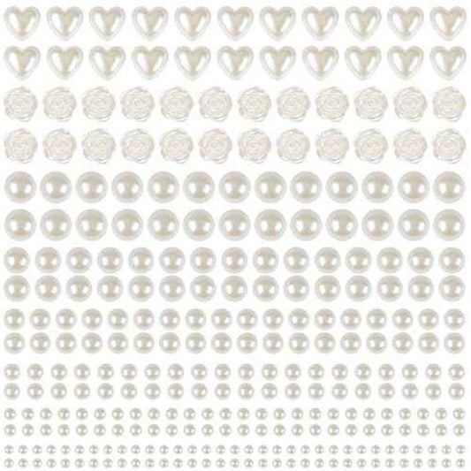 4366 PCS Self Adhesive Pearl Stickers£¬Pearl Stickers for Crafts Kids£¬Assorted Sizes & Shape Stick on Pearls for Hair, Face, Makeup, Eye 3mm/4mm/5mm/6mm/8mm/10mm/Rose/Heart Shape