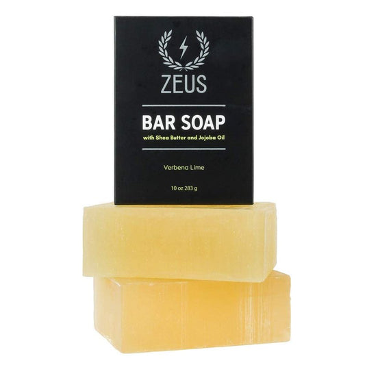 ZEUS Natural Body & Face Bar Soap with Shea Butter & Jojoba Oil, Hydrating & Balancing Cleanser for Men’s Skin Care, Daily Face & Body Wash (TWO PACK) Verbena Lime