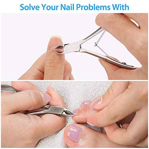 Mudder 3 Packs Cuticle Nippers Cutter Tool Stainless Steel Nail Cuticle Trimmer Remover with Pointed Blade Scissors Pedicure Manicure Tool for Fingernails Nails Care and Toenails(Silver)