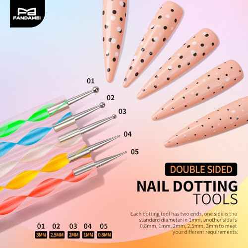 FANDAMEI Nail Art Tools, Nail Brush, 15 PCS Nail Art Brushes, 5 PCS Nail Dotting Tool, Nail Stand, Nail Holder For Painting Nails, Press On Nail Stand, Nail Tools, Nail Design Tools