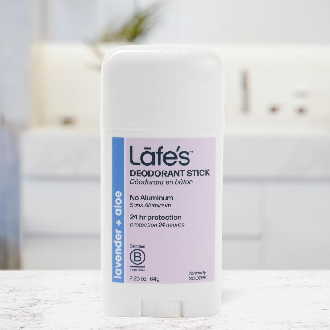 Lafe's Natural Deodorant Stick - Aluminum Free, Paraben Free, 24-Hour Protection | Lavender & Aloe, 2.25oz (3-Pack)