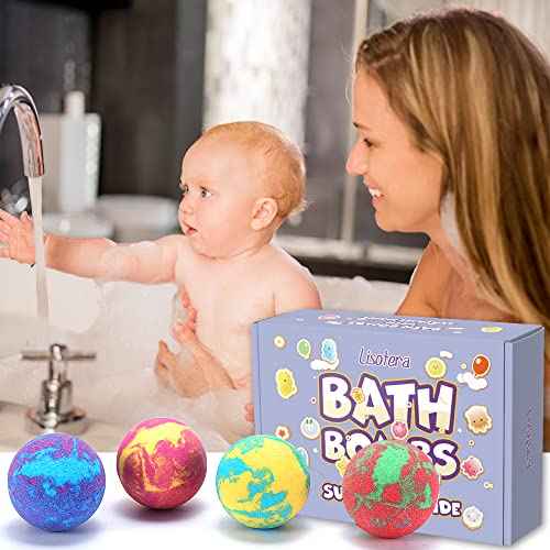 Bath Bombs for Kids with Toys Inside for Girls Boys - Lisotera 12Pcs Bulk Large Size Gift Set for Women Kids Safe Bubble Bath Fizzies Spa Fizz Balls Kit (Package May Vary)