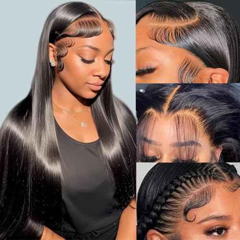 Straight Human Hair Wig 30 Inch Lace Front Wigs Human Hair 200 Density 13x6 HD Straight Lace Front Wigs Human Hair Pre Plucked Glueless Lace Frontal Wigs for Women Natural Black