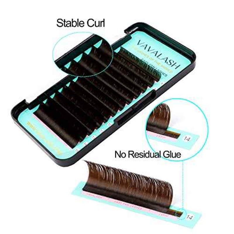 VAVALASH Colored Easy Fan Eyelash Extensions 0.07 CC Curl 8-15mm Mixed Lash Tray Brown Self Fanning Lashes Colorful Volume lash extensions£¨Brown,0.07-CC-8-15mm£©