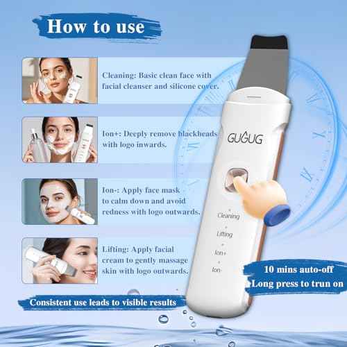 GUGUG Skin Scrubber 4-in-1 Waterproof Facial Spatula for Deep Cleansing, Blackhead Removal Tools, Pore Cleaner for Face