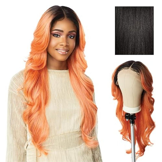 Sensationnel Butta Lace Wigs - Unit 2 Extra Wide 5 Inch Deep Parting Synthetic Preplucked Hairline Glueless Lacefront (1B OFFBLACK)