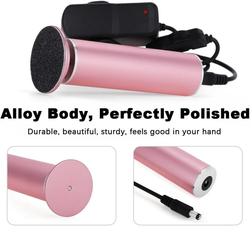Electric Callus Remover - Adjustable Speed Foot Scrubber with 60 Sanding Discs | Pink Pedicure Tool for Dead Skin Removal
