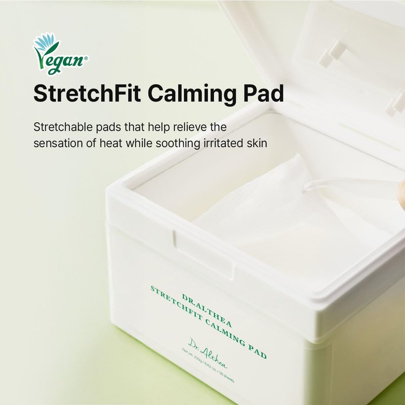 Dr.Althea StretchFit Calming Pad | Soothing Relief Face Mask with Centella Asiatica Extract | Hydration Sheet Mask with Panthenol | Korean Vegan Skincare (Pack of 50)