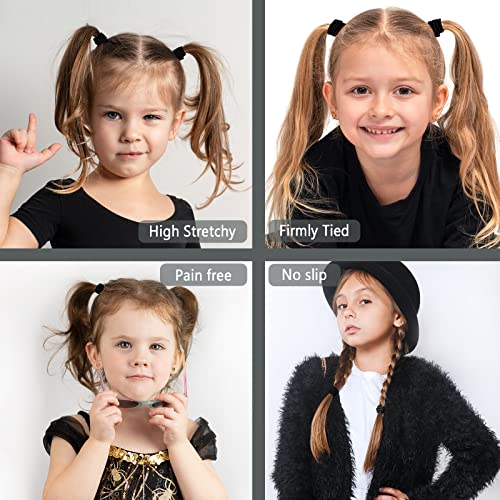 Black Hair Ties No damage 280 Bulk Pack, 4MM Ouchless Elastic Hair Bands for Women's Hair Elastic Ponytail Holders for Ponytails, Thick, Medium, Thin, Fine & Short Hair